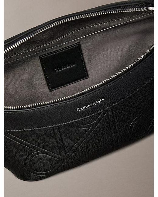 Calvin Klein Black Embossed Emblem Logo Bum Bag for men