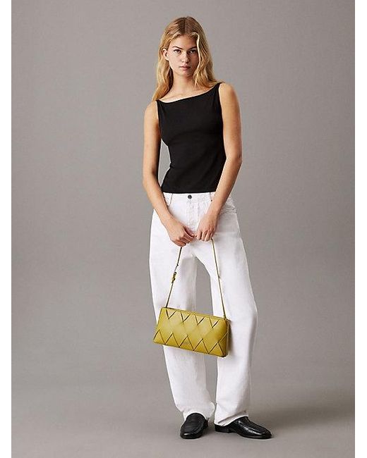 Calvin Klein Top Met Open Rug Met Logoband in het Black