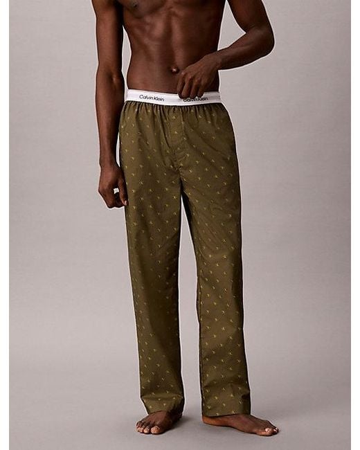 Calvin Klein Brown Pyjama Pants Cotton Poplin for men