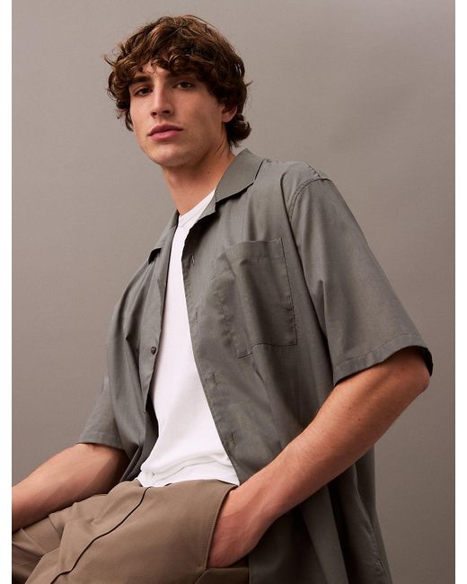 Calvin Klein Gray Relaxed Cotton Gauze Shirt for men