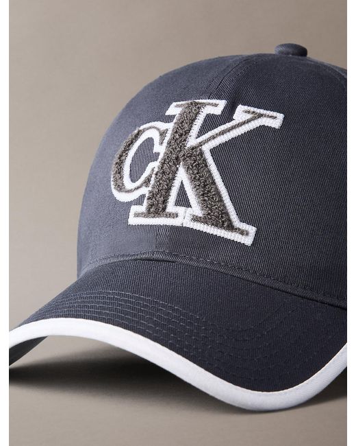 Calvin Klein Blue Textured Monogram Baseball Cap for men