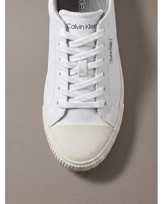 Calvin Klein White Ck Luna Canvas Emblem Logo Trainers