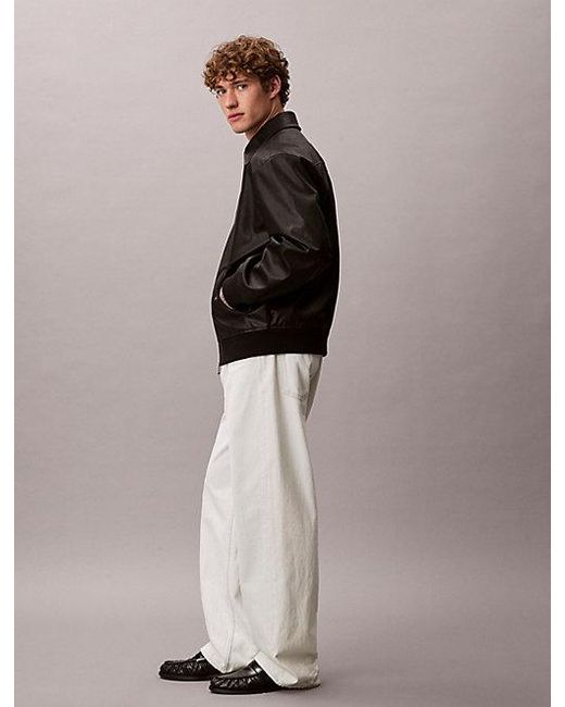 Calvin Klein Black Jeans Faux Leather Bomber Jacket for men
