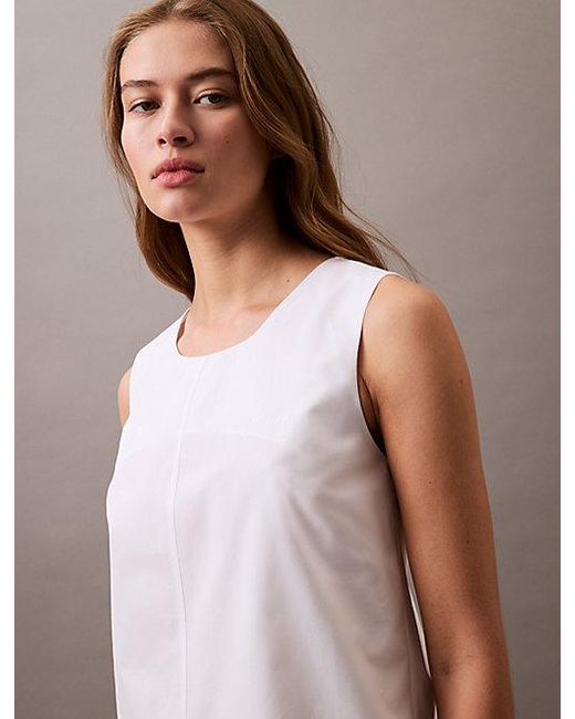 Calvin Klein Natural Jeans Sleeveless Cotton Poplin Mini Dress