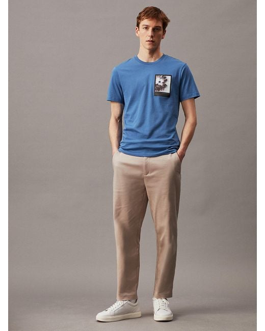 T-shirt avec imprimé graphique floral Calvin Klein pour homme en coloris Blue