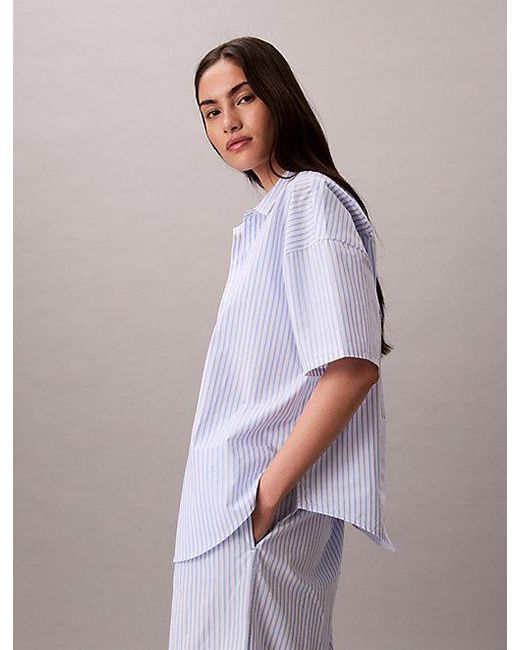 Calvin Klein Purple Pyjama Pants Cotton Poplin