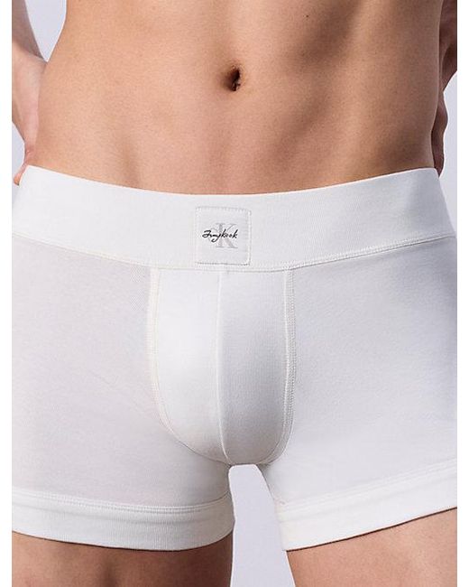 Calvin Klein White Jung Kook For Trunks Heritage Cotton Monologo for men