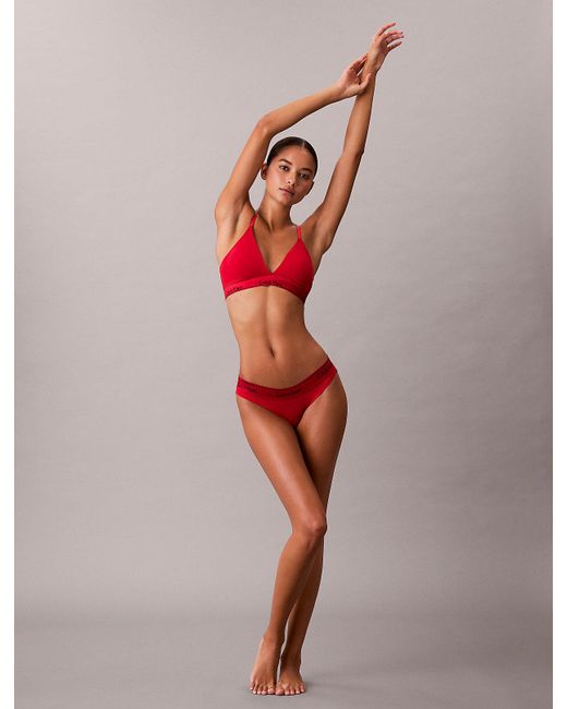 Calvin Klein Red Lightly Lined Triangle Bralette