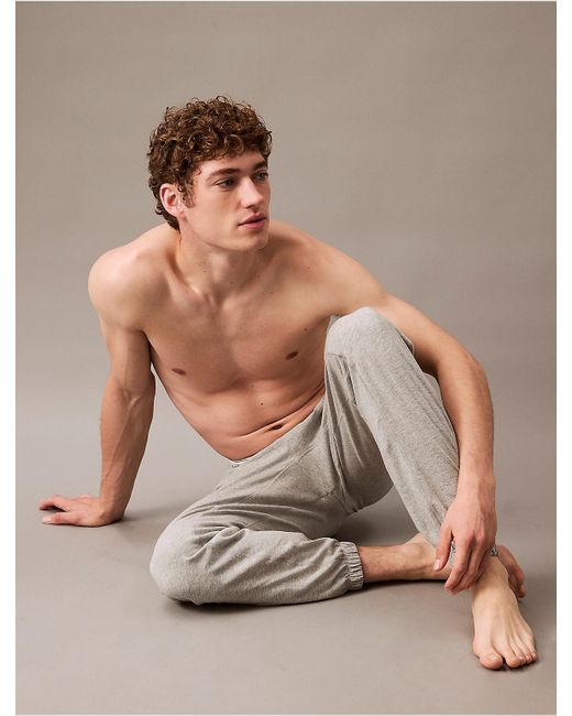 Calvin Klein Gray Icon Cotton Stretch Sleep Joggers for men