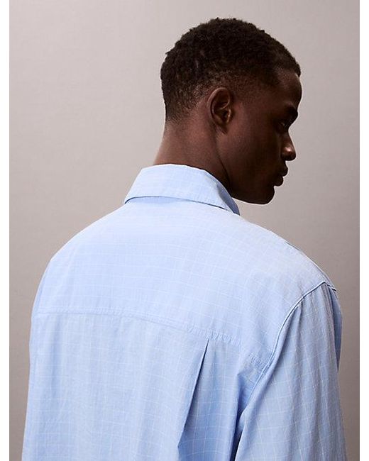 Calvin Klein Blue Cotton Poplin Pyjama Top for men