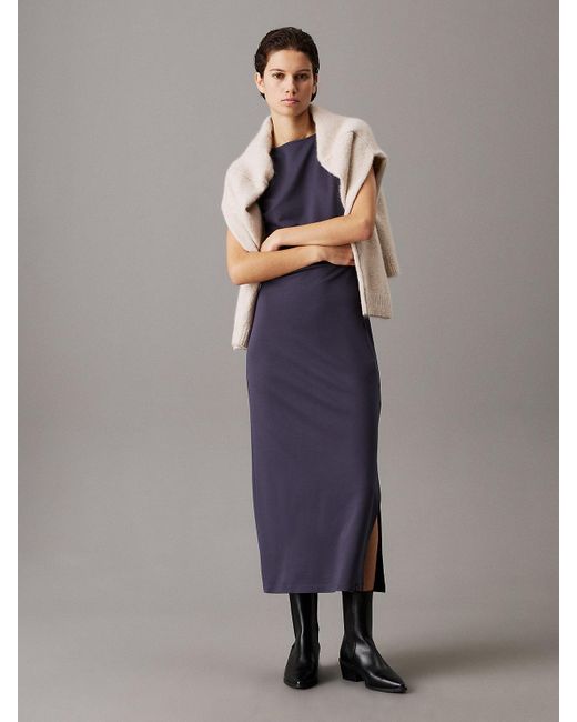 Calvin Klein Gray Milano Jersey Cut Out Dress