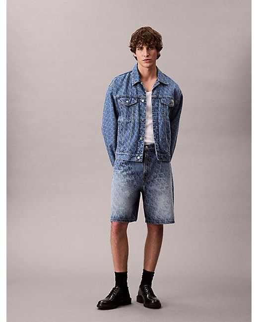 Calvin Klein Blue Jeans Monogram Logo 90S Shorts for men