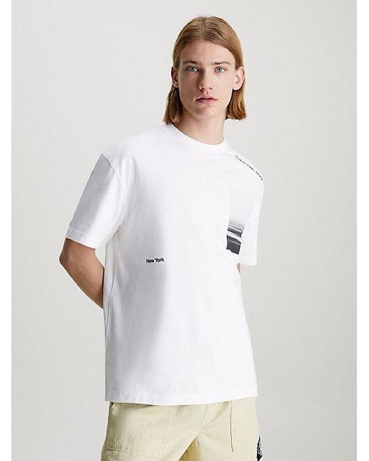 Camiseta con estampado fotográfico Calvin Klein de hombre de color White