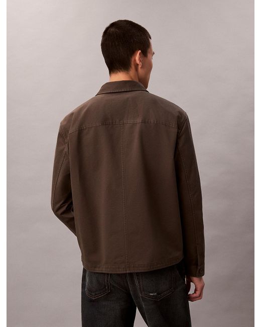 Surchemise Relaxed En Sergé De Coton Calvin Klein pour homme en coloris Brown