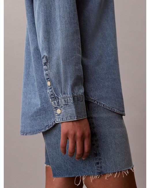 Calvin Klein Blue Oversized Denim Shirt