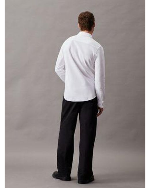 Calvin Klein Slim Glad Jersey Overhemd in het Gray voor heren