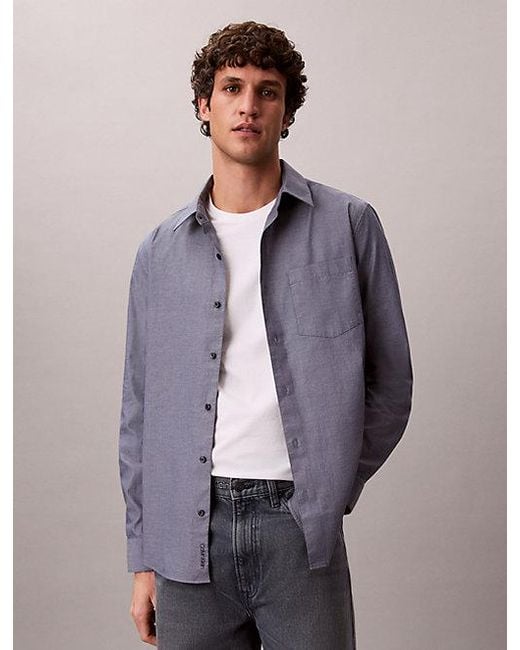 Calvin Klein Klassiek Poplinkatoenen Button-Down Overhemd in het Blue voor heren