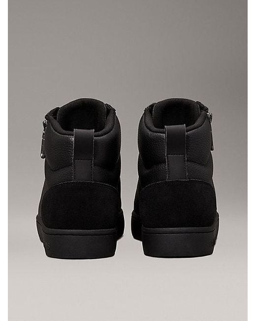 Calvin Klein Leren High-Top Sneakers in het Black voor heren