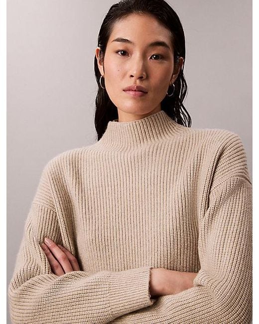 Calvin Klein Natural Rollkragenpullover Mit Weichen Rippen
