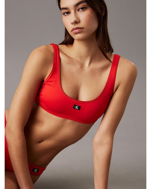 Calvin Klein Red Bralette Bikini Top