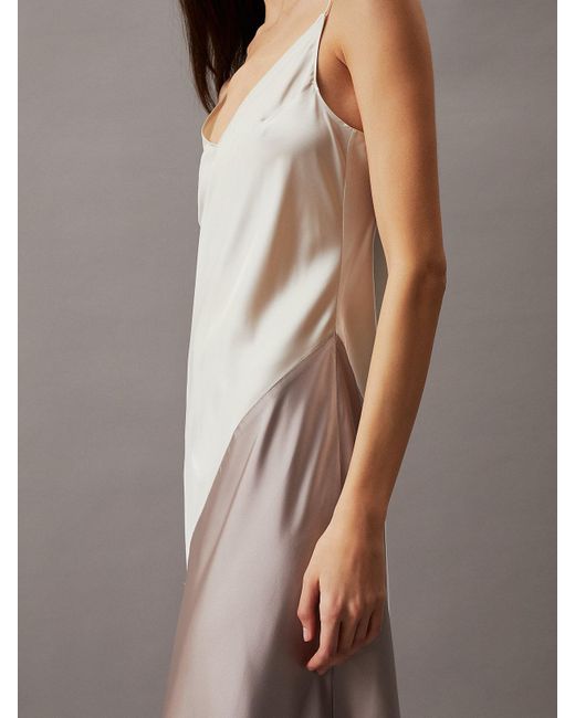 Calvin Klein White Slim Colourblock Maxi Slip Dress