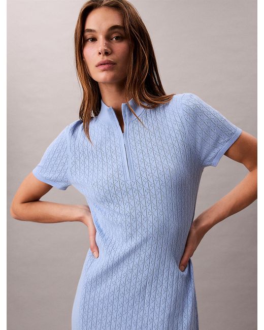 Abito Con Zip E Collo di Calvin Klein in Blue