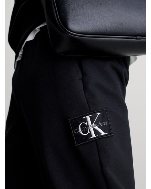 Calvin Klein Black Skinny Terry Badge Joggers for men