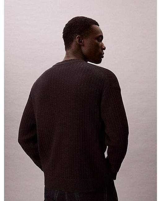 Calvin Klein Brown Jeans Ribbed Cotton Monogram Jumper for men
