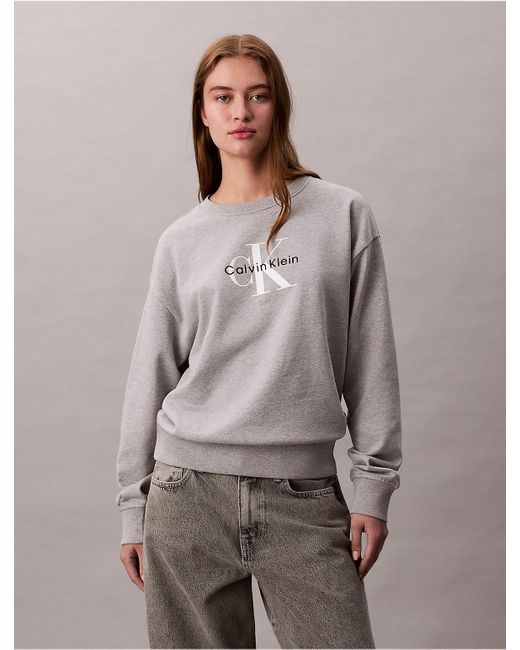 Calvin Klein Gray Relaxed Monogram Sweatshirt