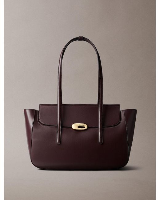Calvin Klein Brown Top Flap Tote Bag