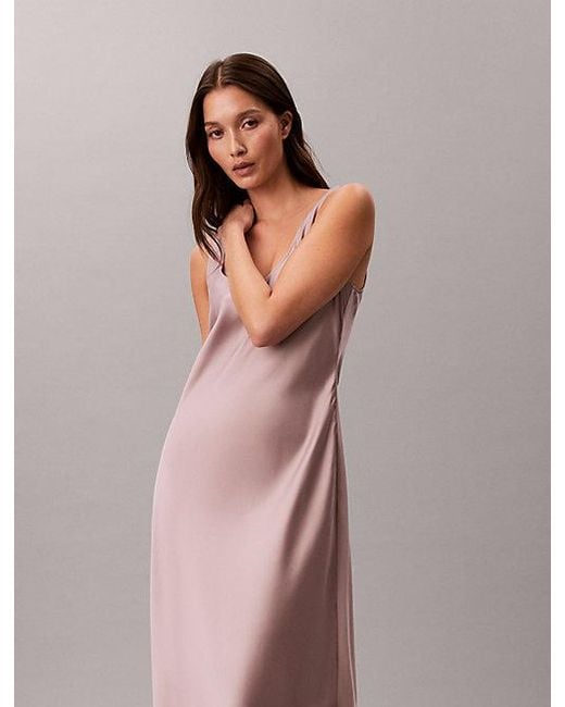 Calvin Klein Pink Satin Midi Slip Dress
