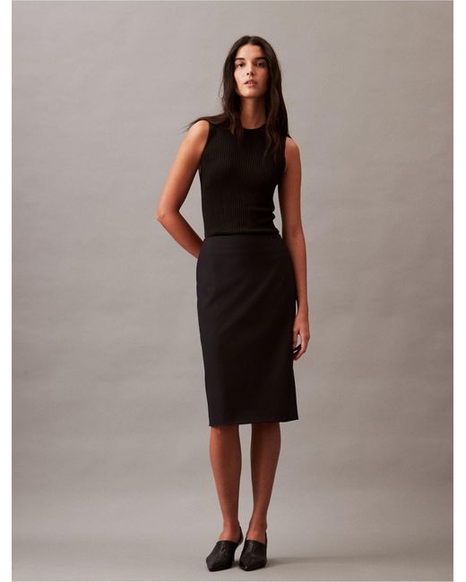 Calvin Klein Brown Refined Stretch Pencil Skirt