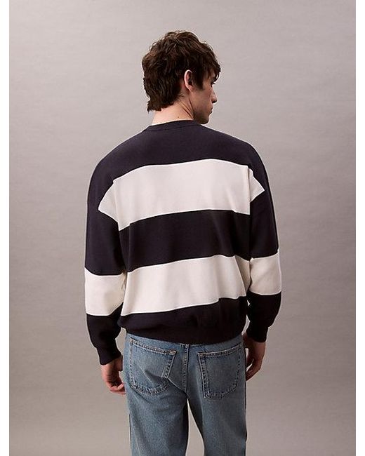 Calvin Klein Relaxed Gebreide Trui Met Strepen in het Blue voor heren
