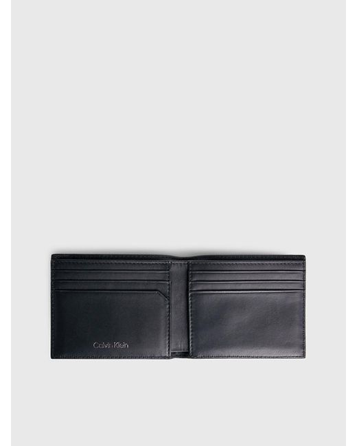 Calvin Klein Black Leather Rfid Slimfold Logo Wallet for men