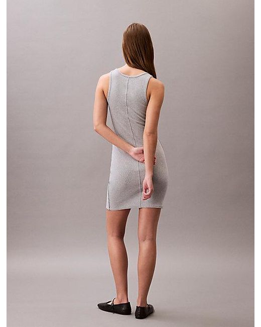 Calvin Klein Brown Geripptes Tankkleid Mit Logo-Grafik