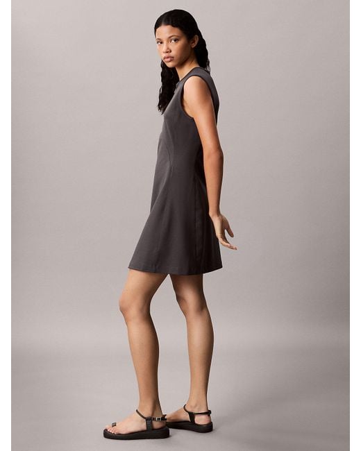 Robe Trapèze Partiellement Zippée En Viscose Mélangée Calvin Klein en coloris Brown