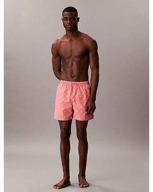 Calvin Klein Pink Medium Drawstring Swim Shorts Essentials for men