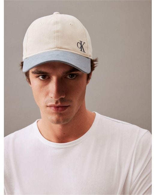 Calvin Klein White Colorblock Embroidered Logo Baseball Cap for men