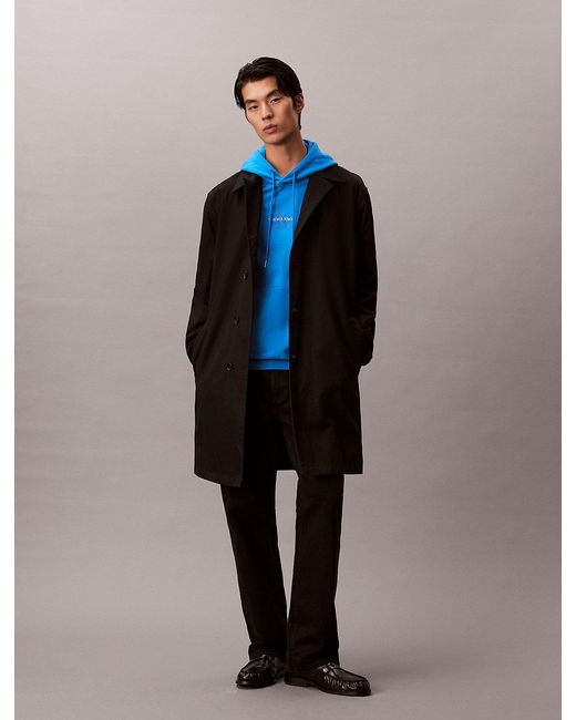 Calvin Klein Blue Cotton Terry Monogram Hoodie for men