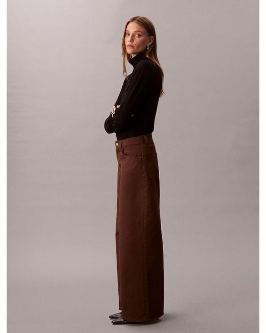 Calvin Klein Brown Super Wide Leg Twill Trousers