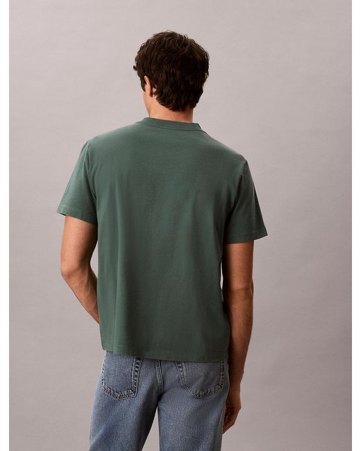 Calvin Klein Green Washed Cotton Monogram T-Shirt for men