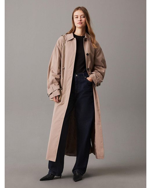 Top A Manica Lunga A Costine Semi-Trasparente di Calvin Klein in Blue