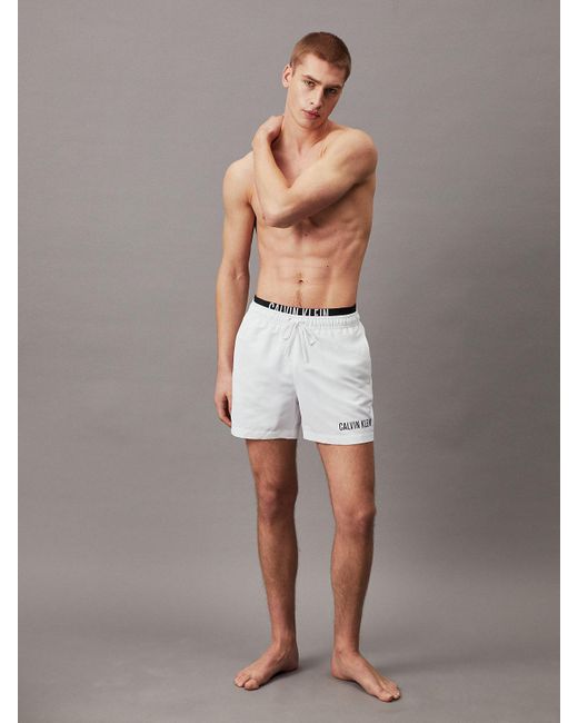 Calvin Klein White Double Waistband Swim Shorts - Intense Power for men