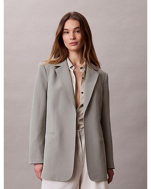 Calvin Klein Brown Casual Twill Belted Blazer