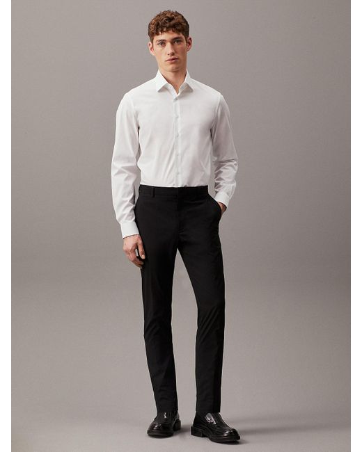 Calvin Klein White Poplin Stretch Fitted Shirt for men