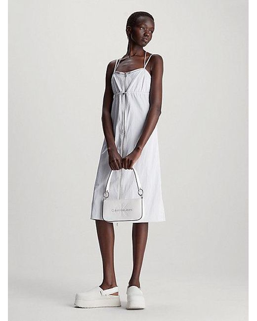 Calvin Klein White Parachute-Midi-Kleid zum Binden hinten