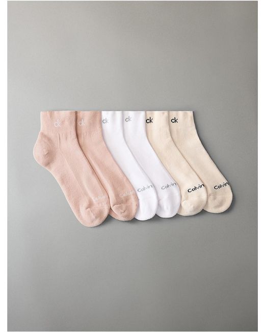 Calvin Klein Gray Basic Cushion Quarter 6-Pack Socks