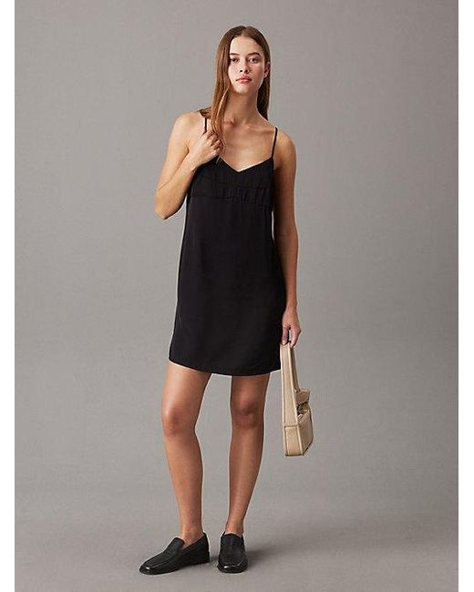Calvin Klein Jurk Met Satijnen Bustier En Spaghettibandjes in het Black