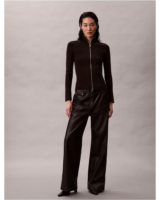 Calvin Klein Black Nylon Rib Zip Jacket