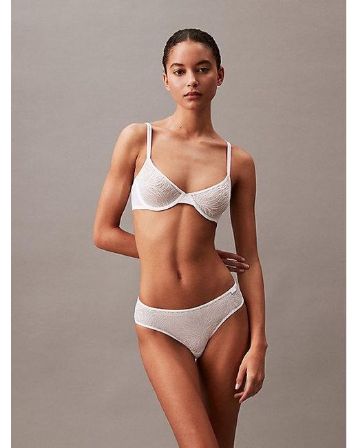 Calvin Klein White Demi Bra Sheer Marquisette